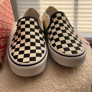 Vans slip on checkered off white/black